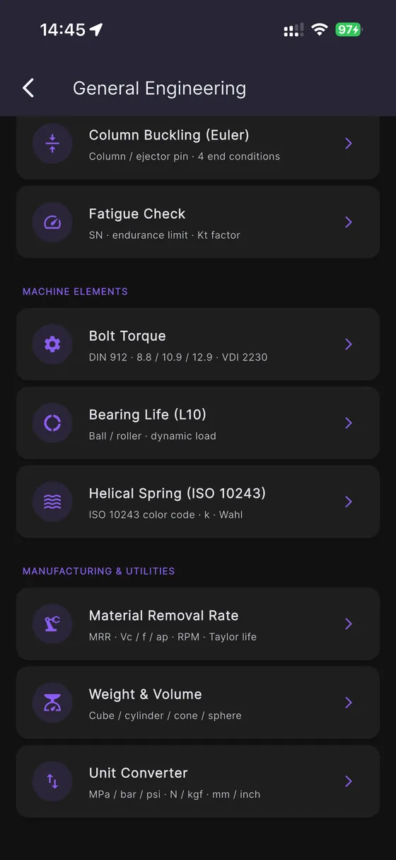 MoldCalc Pro — Genel mühendislik